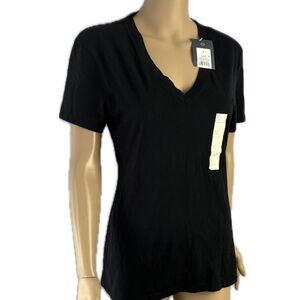 Universal Thread Black V-Neck Short Sleeve 100% Cotton Tee